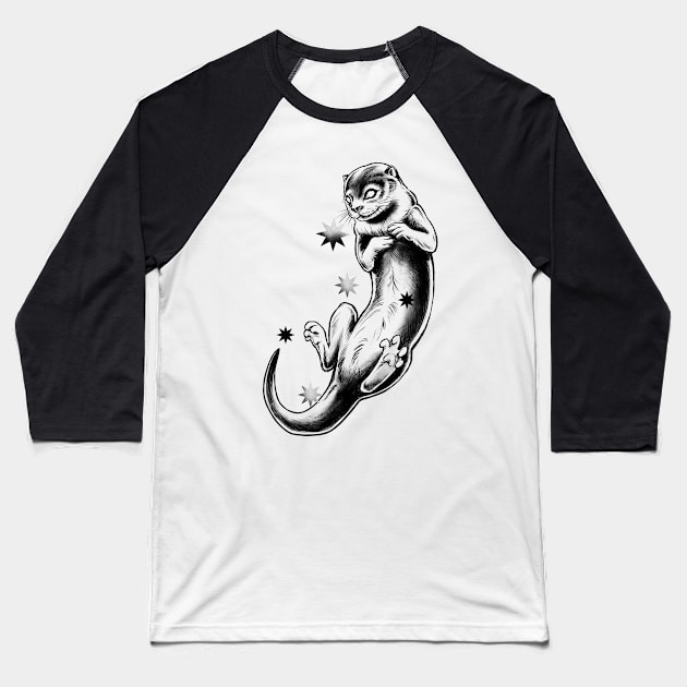 Pencil Tattoo weasel Baseball T-Shirt by kimi.ink.ink